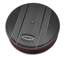 14" x 3" Air Cleaner Kit Holley GM Finned "Bowtie" Satin Black Finish w/Premium Filter