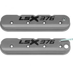 Tall LS Valve Covers with LSX376 Logo - Gray Powder Coated