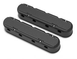 2-PC LS FINNED VALVE COVERS - BLACK MACHINED FINISH