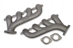 GM LS Exhaust Manifolds w/ 2.25" Outlet - Cast Iron Gray Ceramic Finish