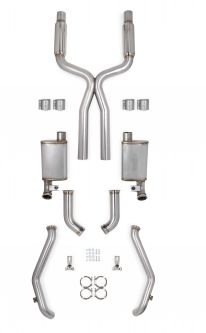 1967-1969 1st Gen GM F-Body 3" 304SS LS Exhaust System w/ X-Pipe, Mufflers & Resonator - Brushed Fin